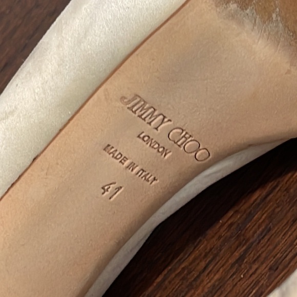 JIMMY Choo Women’s Cream Satin Peep Toe Pumps Size 41 / 11 - Picture 9 of 9